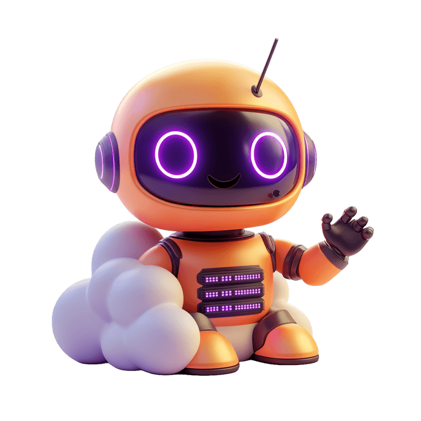 SrvBot mascot — a friendly orange robot waving